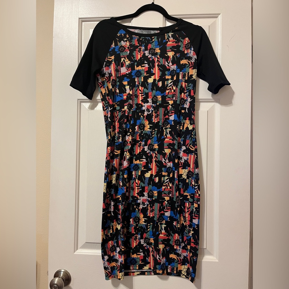 Floral Print Black Dress